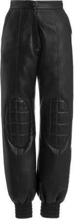 MATERIEL Quilted-Knee Faux Leather Pants