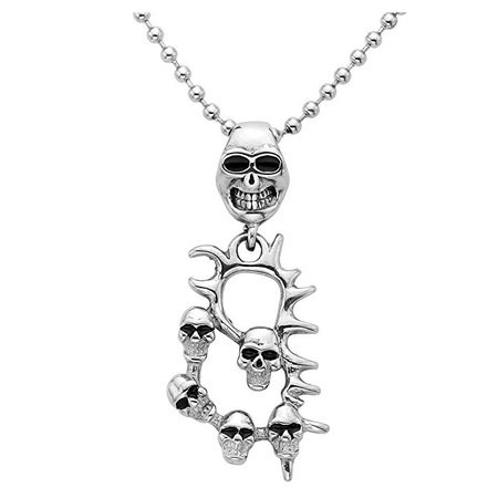 Zysta Stainless Steel Skull Head Skeleton Pendant Necklace for Mens Vintage Punk Gothic Jewelry Chain 19" | Amazon.com