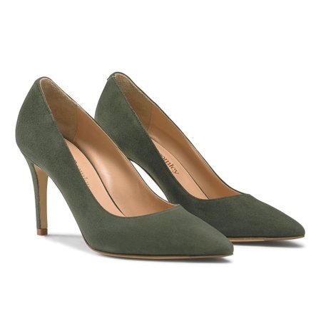85PUMP 85mm Stiletto in Green Suede | Russell & Bromley