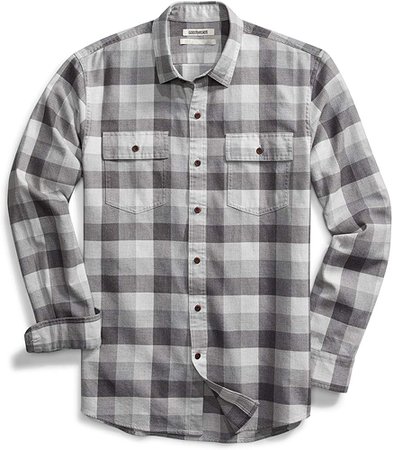 Amazon.com: Goodthreads Men's Standard-Fit Long-Sleeve Plaid Herringbone Shirt, Medium Grey Heather, Large: Clothing