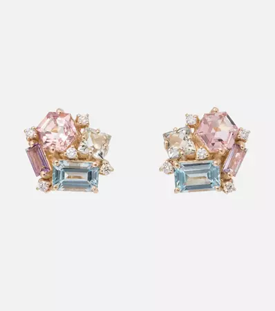 Suzanne Kalan - Pastel Blossom 14kt gold earrings with amethysts, topaz and diamonds | Mytheresa