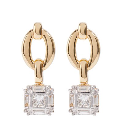 Nadine Aysoy - Catena Illusion Assher 18kt gold earrings with diamonds | Mytheresa