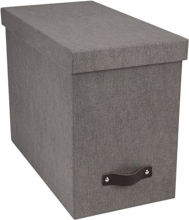 Amazon.com: Bigso John Desktop File Box | File Storage Box and Document Organizer for Important Paperwork | Durable Hanging File Box with a Lid and Leather Handle | 7.4’’ x 13’’ x 10.4’’ | Grey : Office Products
