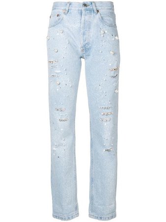 Forte Dei Marmi Couture Pearl Embellished Cropped Jeans - Farfetch