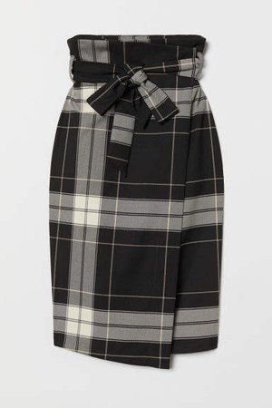 Wrap Skirt with Tie Belt - Black