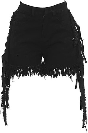 Amazon.com: Women's Ripped Tassel Jean Shorts Frayed Raw Hem Hot Pant Jeans Plus Size Sexy Distressed Washed Short Denim Pants (Black,XX-Large) : Clothing, Shoes & Jewelry