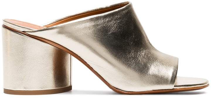 Clergerie Gold Caren 75 leather mules