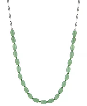 Macy's Dyed Green Jade Statement Necklace in Sterling Silver