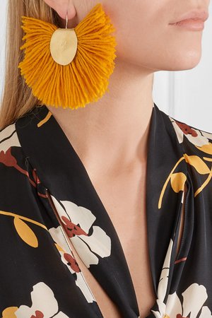Katerina Makriyianni | Hand Fan gold-tone wool earrings | NET-A-PORTER.COM