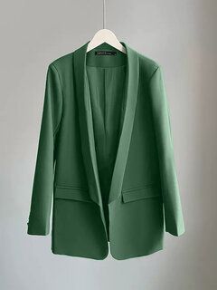 TrendyZANZEA Women Solid Long Sleeve Button Front Lapel Blazer Online - NewChic