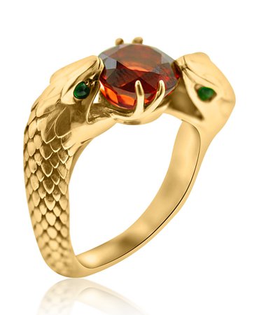 Red Sapphire and Emerald Eye Snake Ring — Ricardo Basta Fine Jewelry