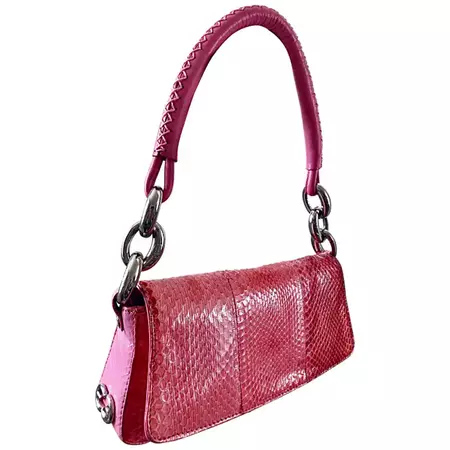 Escada 2000s Pink Python Snake Skin Silver Link Evening Shoulder Bag Purse For Sale at 1stDibs | pink prada shoulder bag, 2000s purse, escada purse