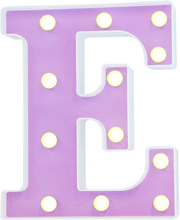 Amazon.com: Pooqla LED Letter Lights, Purple Light Up Alphabet Sign, Colorful DIY Marquee Night Light with Warm White LED for Kids, Home Party Birthday Wedding Bar Decoration, Purple Letter E : Home & Kitchen