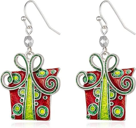 Amazon.com: RareLove Cute Christmas Earrings Holiday Ornaments Red Gift Boxes with Green Bowknot Vintage Dangle Earrings for Women Alloy Plated: Clothing, Shoes & Jewelry
