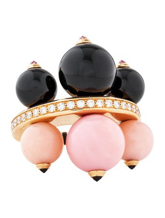 Cartier Evasions Joaillieres Pink Opal, Diamond & Onyx Ring - Rings - CRT44311 | The RealReal