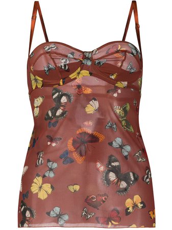 Dolce & Gabbana butterfly-print Sheer Camisole - Farfetch