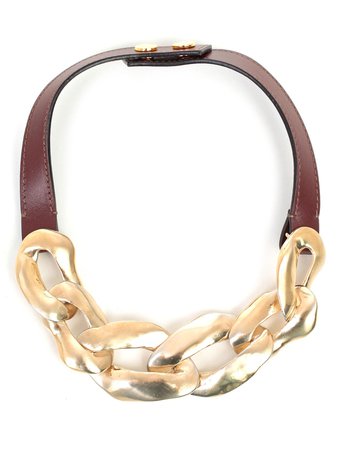 Necklace Metal And Leather