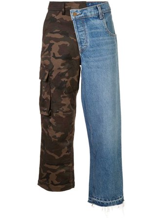 Monse Denim And Camouflage Patchwork Jeans - Farfetch