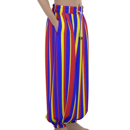 Clown Stripe Primary Color Balloon Pantaloon Pants! Unisex Loungewear – yesdoubleyes