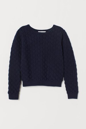 Textured-knit cotton jumper - Navy blue - Kids | H&M GB