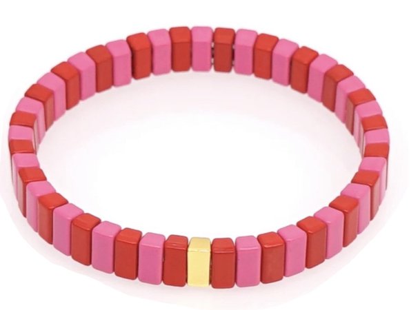 red and pink tile bracelet