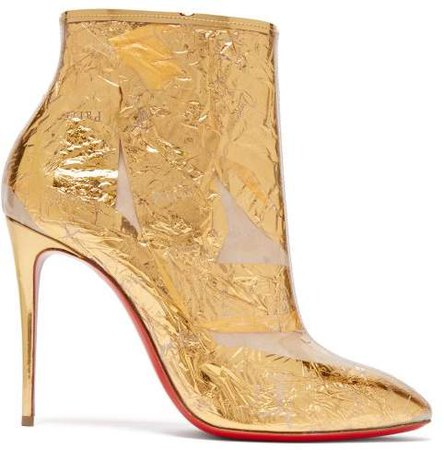Booty Cap 100 Creased Foil Perspex Ankle Boots - Womens - Gold