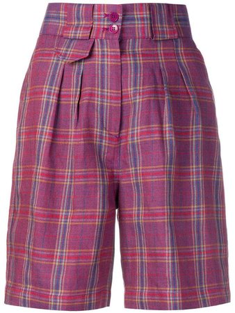 plaid high-waisted shorts