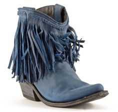 Blue Fringe Cowboy Ankle Boots - Pinterest