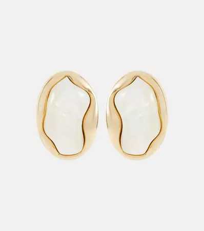 Sybil Faux Pearl Clip On Earrings in Gold - Chloe | Mytheresa