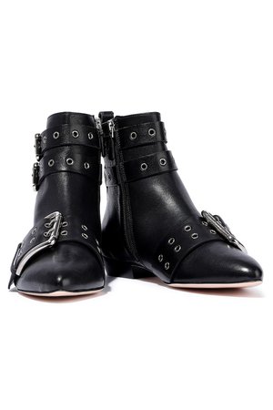 Black Buckled eyelet-embellished leather ankle boots | Sale up to 70% off | THE OUTNET | RED(V) | THE OUTNET