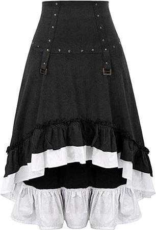 SCARLET DARKNESS Women's Medieval Ruffled Skirts Halloween Party Cosplay Costume Skirt Black XXL at Amazon Women’s Clothing store