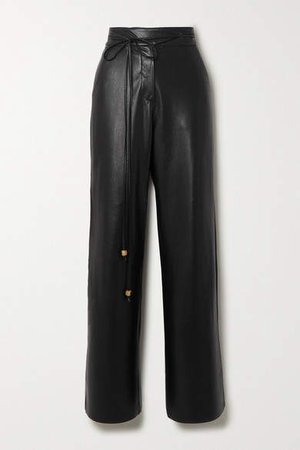Chimo Cropped Vegan Leather Wide-leg Pants - Black