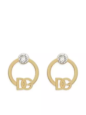 Dolce & Gabbana DG-logo rhinestone-embellished Hoop Earrings - Farfetch