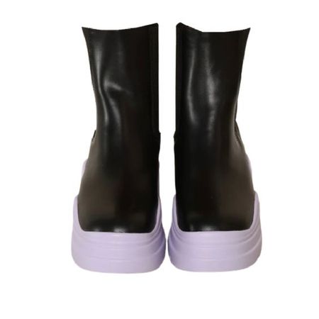 black chelsea boots light purple soles png