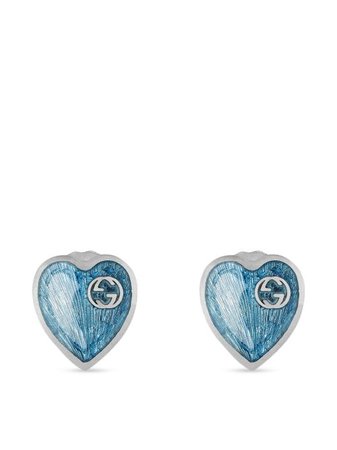 Shop Gucci Interlocking G heart stud earrings with Express Delivery - FARFETCH