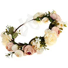 Amazon.com: Vividsun Adjustable Flower Crown Floral Headpiece Floral Crown Wedding Festivals Photo Props (baby pink) : Clothing, Shoes & Jewelry