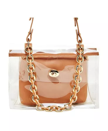 LIKE DREAMS Clear Chain Embellished Shoulder Bag & Reviews - Handbags & Accessories - Macy's
