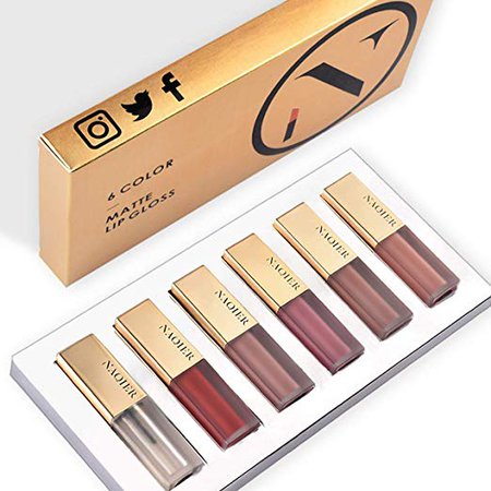 Amazon.com : NAQIER Matte Velvety Lip gloss Set, 6PCS Nude liquid lipstick Moisturizer Smooth, Waterproof LipGloss with clear lip gloss for women : Beauty