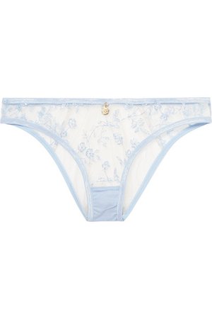 Agent Provocateur | Zadi satin-trimmed embroidered tulle briefs | NET-A-PORTER.COM