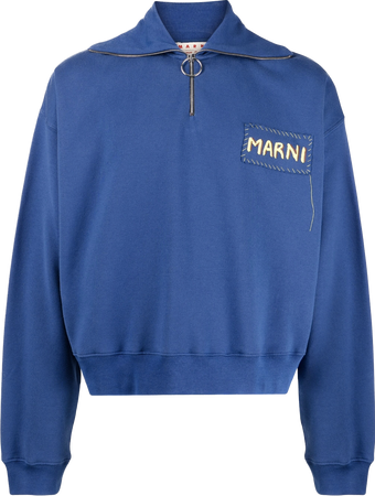 Marni logo-patch zipped sweatshirt