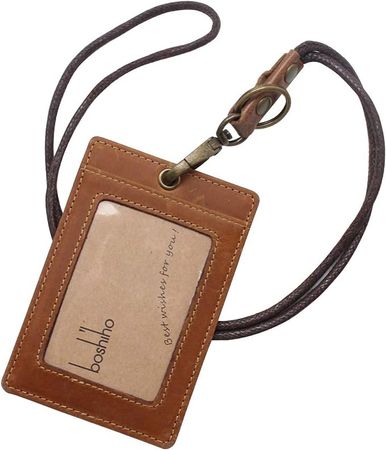 Leather ID Card Badge Holder