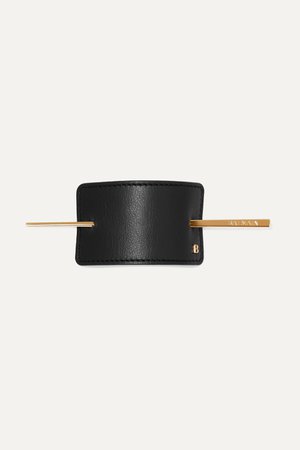 Black Gold-tone and leather hairclip | Balmain Paris Hair Couture | NET-A-PORTER