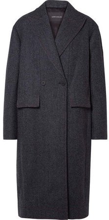 Paneled Herringbone Wool And Cashmere-blend Coat - Navy