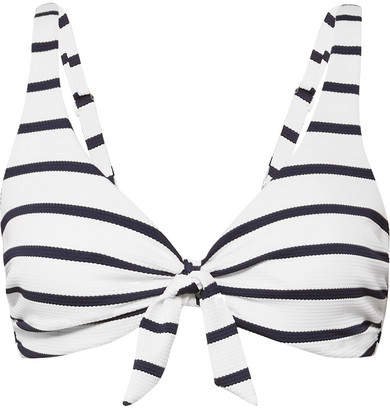 San Juan Knotted Striped Bikini Top - Navy