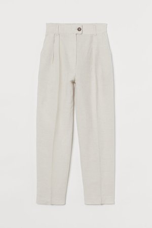 Linen-blend Pants - Beige