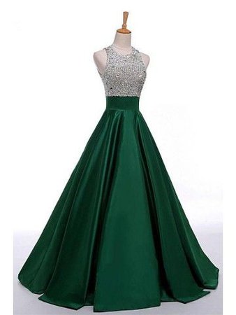 green and silver prom dress
