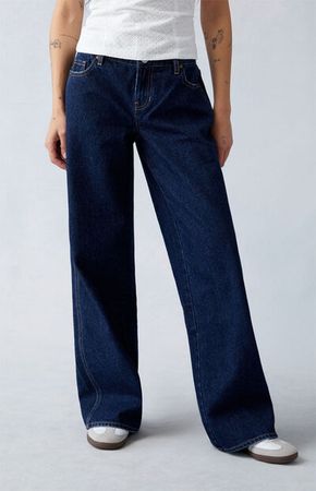 PacSun Eco Medium Indigo Tie Side Low Rise Baggy Jeans | PacSun