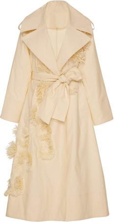 Oscar de la Renta Embellished Twill Coat Size: 4