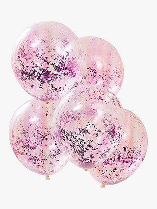 Ginger Ray Confetti Filled Balloons, Pack of 5 at John Lewis & Partners