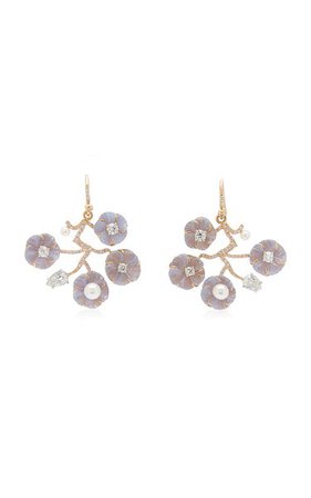 18k Gold Chalcedony, Pearl, Diamond Earrings By Irene Neuwirth | Moda Operandi